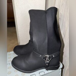 DKNY Kids Black Knee-High Boots with Buckle Detail